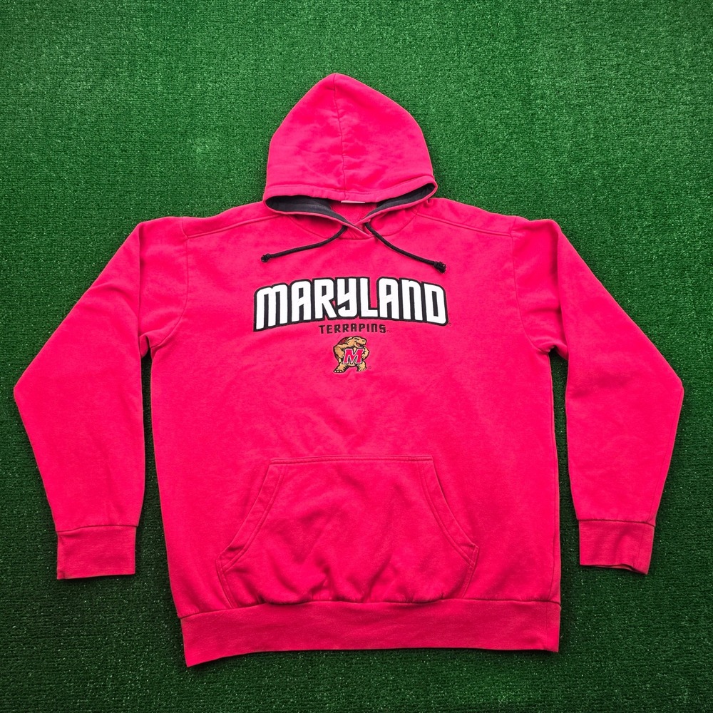 Maryland Terrapins Hoodie Sweatshirt Mens‎ Large Red Pullover NCAA College